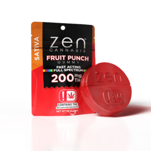 zen gummies fruit punch sativa single gummy 200mg thc per serving