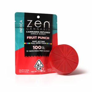 zen gummies fruit punch indica single gummy 10mg thc per serving