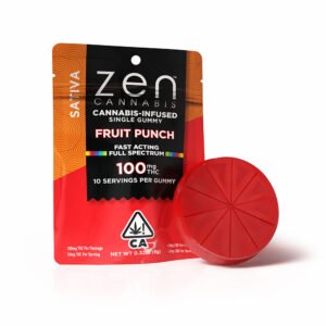 zen gummies fruit punch sativa single gummy 10mg thc per serving