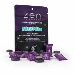zen gummies grape nitenite indica 10 pack gummies 10mg thc + 40mg cbd per serving with phytomelatonin