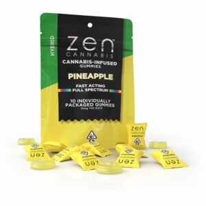 zen gummies pineapple hybrid 10 pack gummies 10mg thc per serving