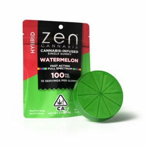 zen gummies watermelon hybrid single gummy 10mg thc per serving