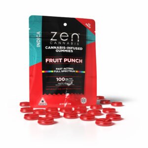 zen gummies fruit punch indica 20 pack gummies 5mg thc per serving