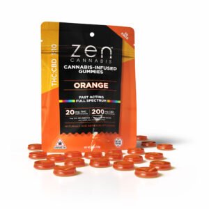 zen gummies orange 1:10 thc:cbd 20 pack gummies 5mg thc per serving