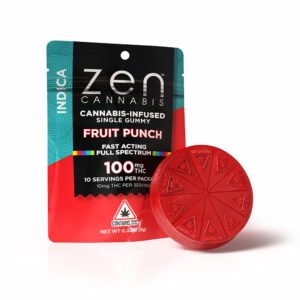 zen gummies fruit punch indica single gummy 10mg thc per serving