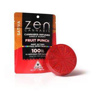 zen gummies fruit punch sativa single gummy 10mg thc per serving