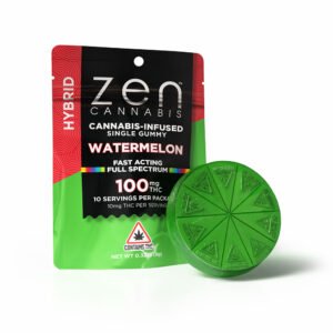 zen gummies watermelon hybrid single gummy 10mg thc per serving