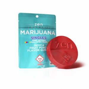zen gummies fruit punch indica single gummy 50mg thc per serving