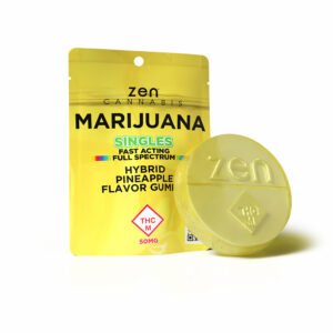 zen gummies pineapple hybrid single gummy 50mg thc per serving