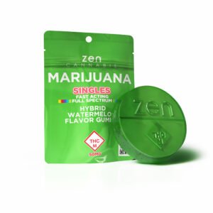 zen gummies watermelon hybrid single gummy 50mg thc per serving