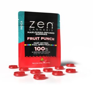zen gummies fruit punch indica 10 pack gummies 10mg thc per serving