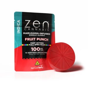 zen gummies fruit punch indica single gummy 10mg thc per serving