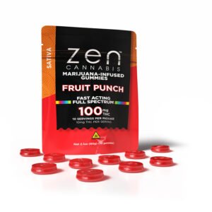 zen gummies fruit punch sativa 10 pack gummies 10mg thc per serving