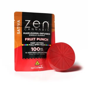 zen gummies fruit punch sativa single gummy 10mg thc per serving