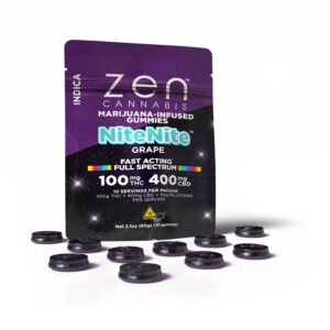 zen gummies grape nitenite indica 10 pack gummies 10mg thc + 40mg cbd per serving with melatonin