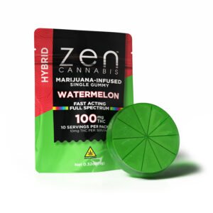 zen gummies watermelon hybrid single gummy 10mg thc per serving
