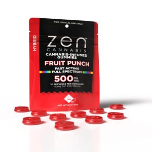 zen gummies fruit punch hybrid 10 pack 500mg gummies 50mg thc per serving