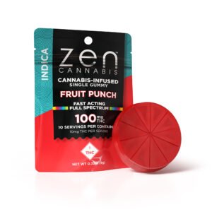 zen gummies fruit punch indica single gummy 10mg thc per serving