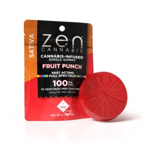 zen gummies fruit punch sativa single gummy 10mg thc per serving