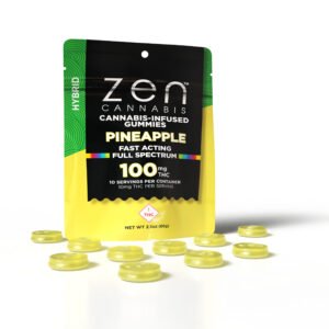 zen gummies pineapple hybrid 10 pack gummies 10mg thc per serving