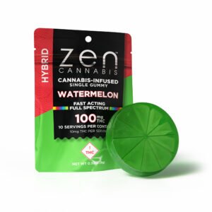 zen gummies watermelon hybrid single gummy 10mg thc per serving