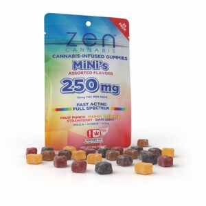 zen gummies assorted flavors 250mg thc minis 10mg thc per serving