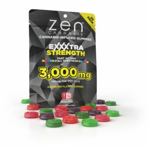 zen gummies assorted flavor extra strength 3,000mg gummies 150mg thc per serving