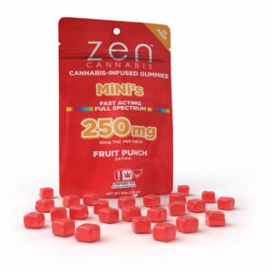 zen gummies fruit punch sativa minis 10mg thc per serving